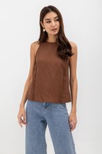 MILLIE BACK SLIT BUTTONDOWN LINEN TOP