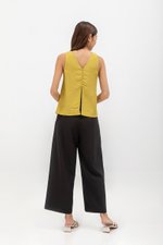 MILLIE BACK SLIT BUTTONDOWN LINEN TOP