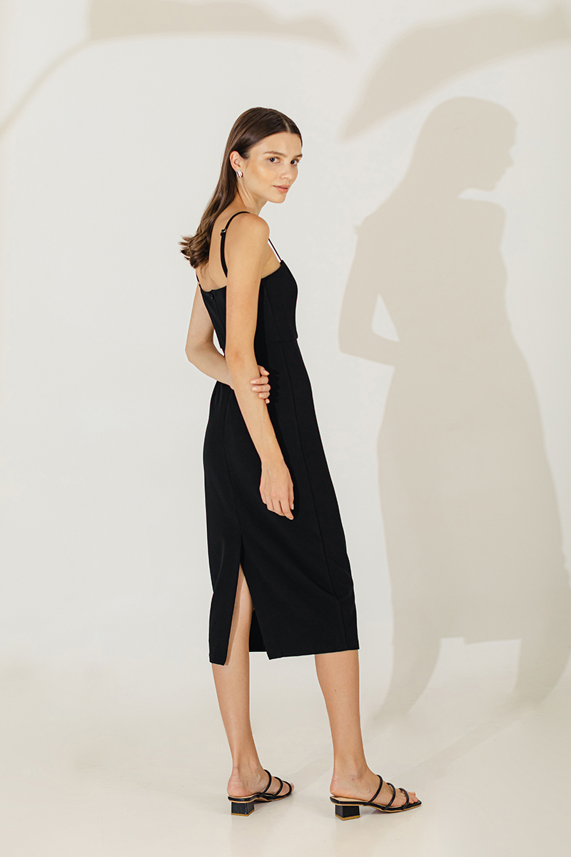 ESTELLE FITTED CAMISOLE MIDI DRESS