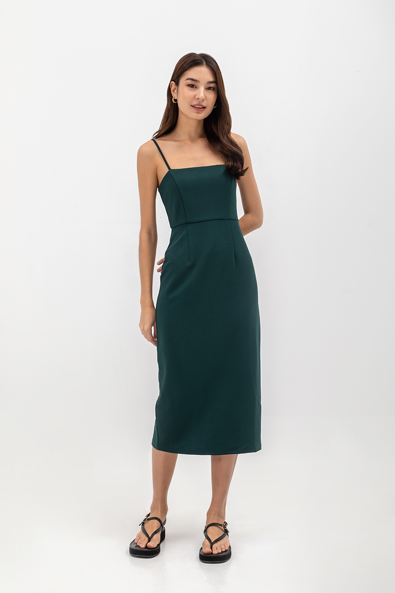 ESTELLE FITTED CAMISOLE MIDI DRESS