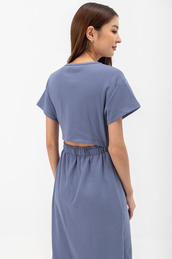 LEILANI ELASTIC BACK MIDI JERSEY DRESS