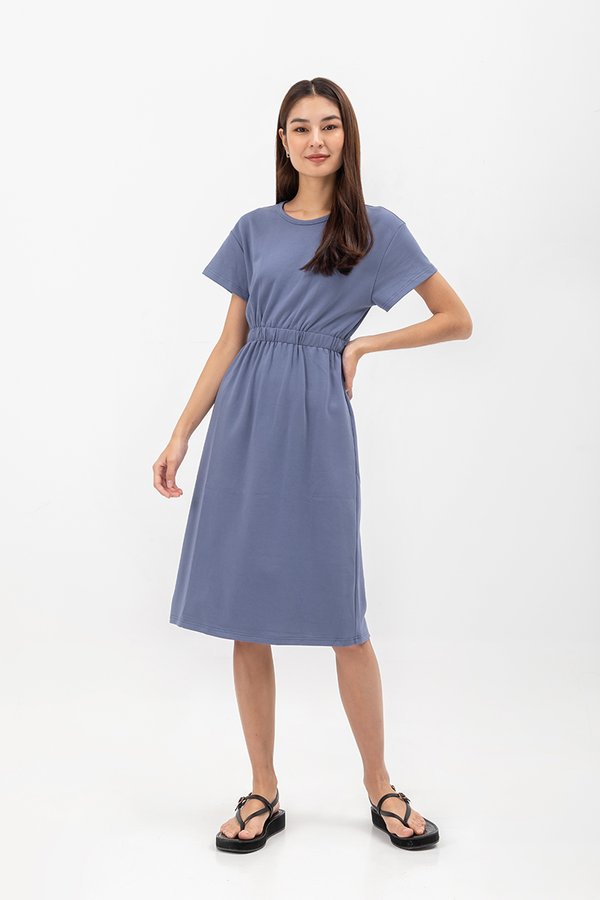 LEILANI ELASTIC BACK MIDI JERSEY DRESS
