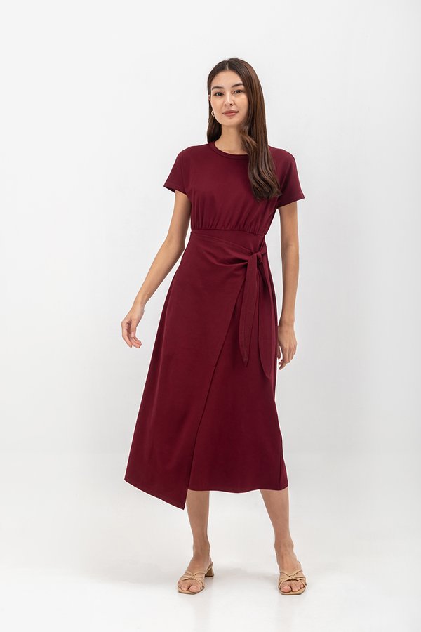 YARINA WRAP SKIRT JERSEY MIDI DRESS