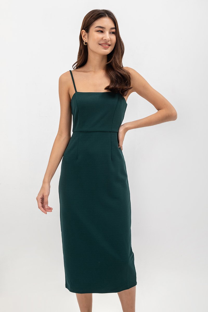 ESTELLE FITTED CAMISOLE MIDI DRESS