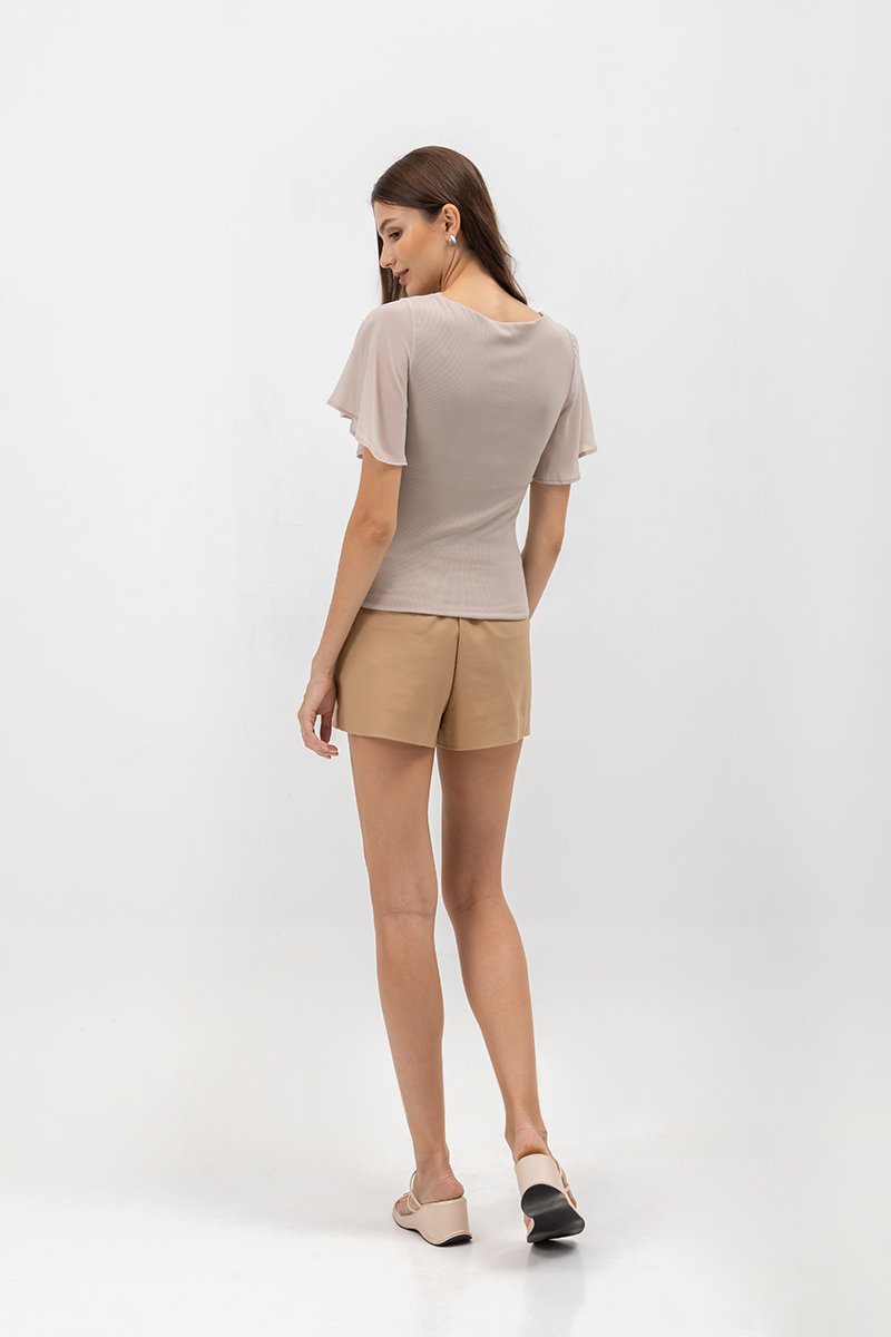 ERLINE FLUTTER SLEEVE KNIT TOP