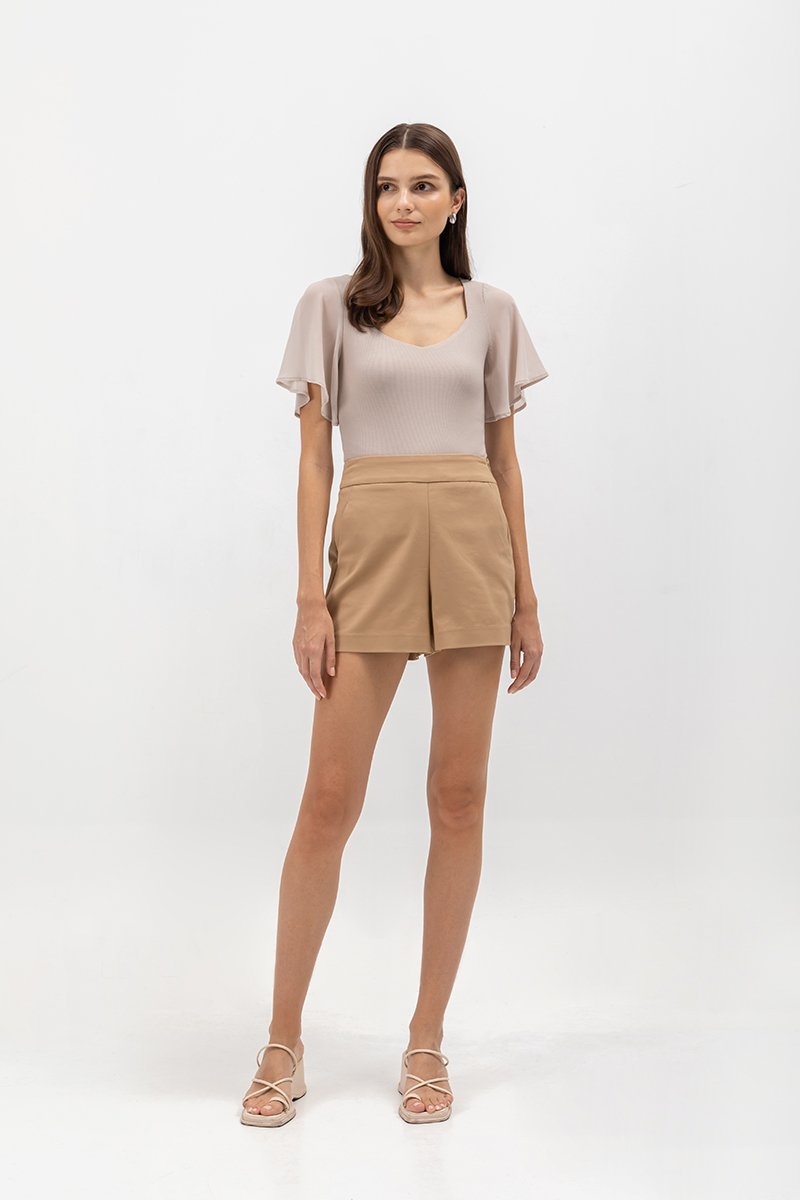 ERLINE FLUTTER SLEEVE KNIT TOP