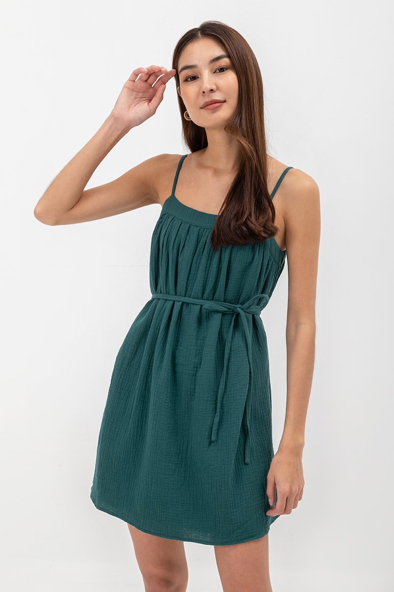 WYNTER MUSLIN CAMISOLE MINI DRESS W SASH
