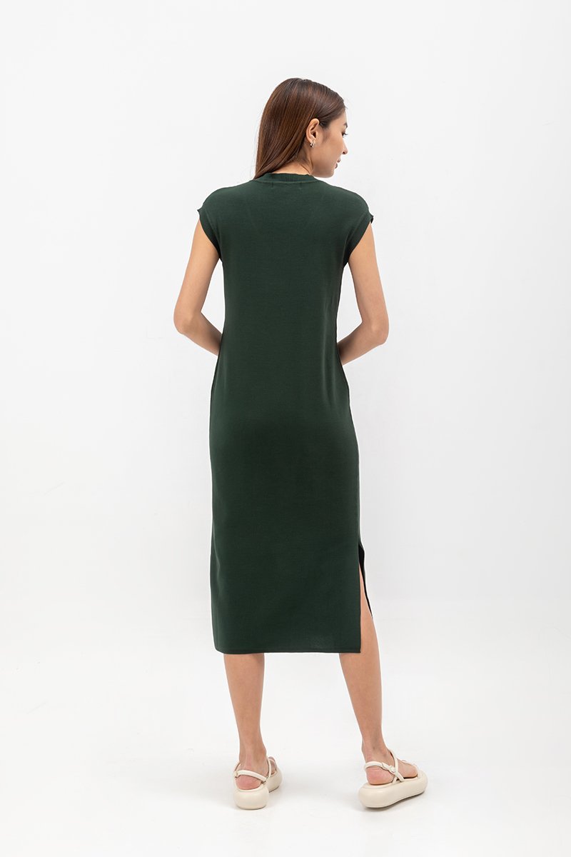CARRIE V NECK KNIT MIDI DRESS
