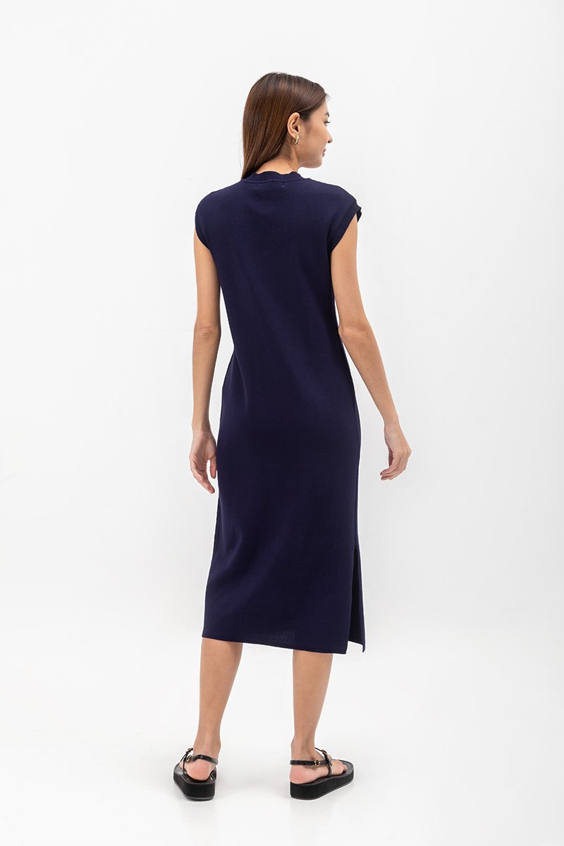 CARRIE V NECK KNIT MIDI DRESS