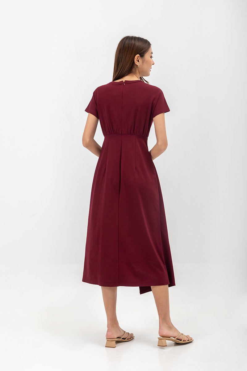YARINA WRAP SKIRT JERSEY MIDI DRESS