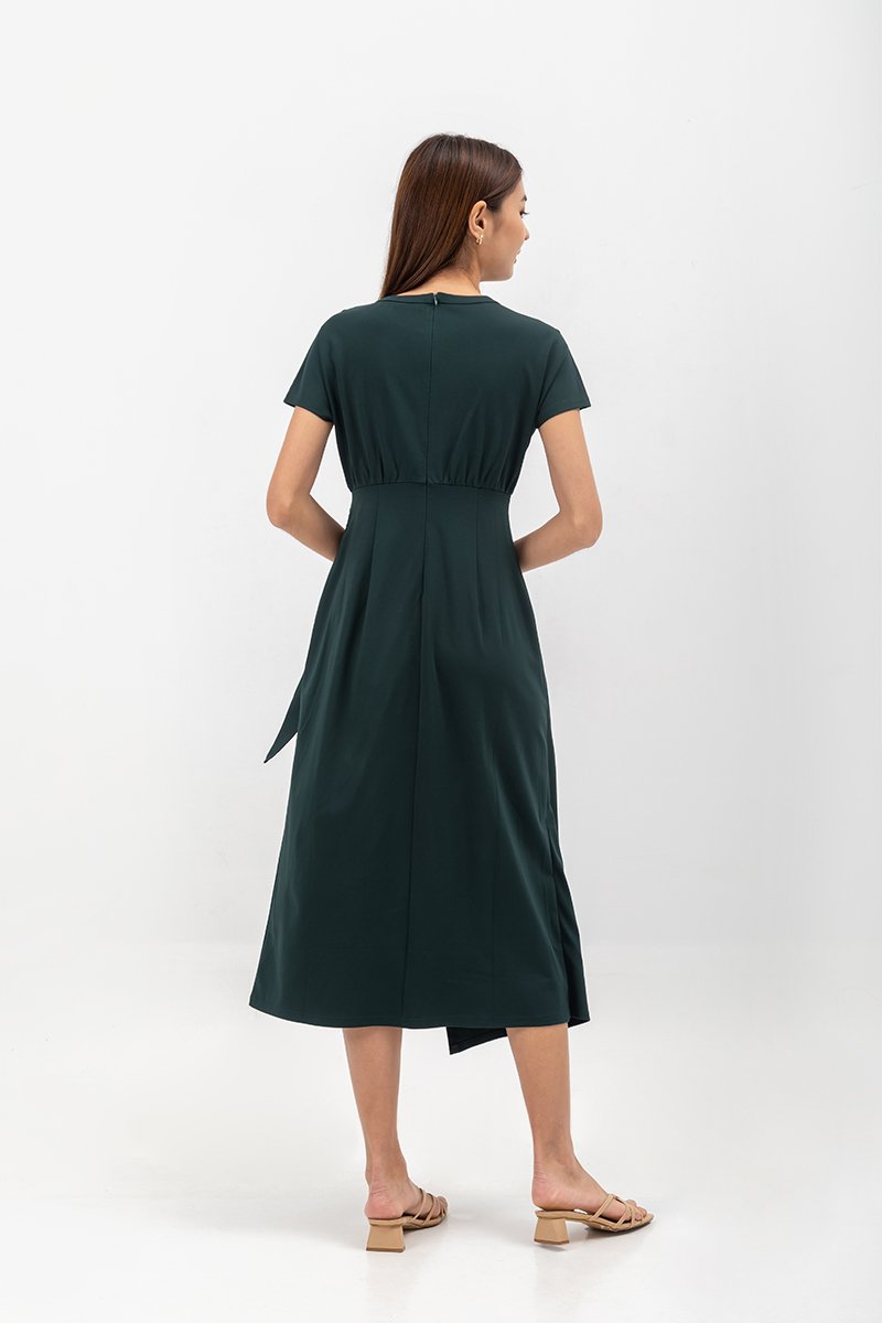 YARINA WRAP SKIRT JERSEY MIDI DRESS