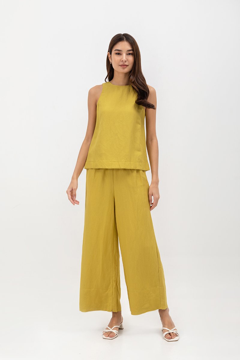 MILLIE BACK SLIT BUTTONDOWN LINEN TOP