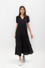 FERNANDA PUFF SLEEVE V NECK TIERED MAXI LINEN DRESS FERNANDA PUFF SLEEVE V NECK TIERED MAXI LINEN DRESS
