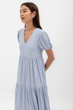 FERNANDA PUFF SLEEVE V NECK TIERED MAXI LINEN DRESS FERNANDA PUFF SLEEVE V NECK TIERED MAXI LINEN DRESS