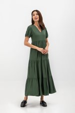 FERNANDA PUFF SLEEVE V NECK TIERED MAXI LINEN DRESS FERNANDA PUFF SLEEVE V NECK TIERED MAXI LINEN DRESS