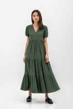 FERNANDA PUFF SLEEVE V NECK TIERED MAXI LINEN DRESS FERNANDA PUFF SLEEVE V NECK TIERED MAXI LINEN DRESS