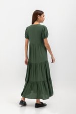 FERNANDA PUFF SLEEVE V NECK TIERED MAXI LINEN DRESS FERNANDA PUFF SLEEVE V NECK TIERED MAXI LINEN DRESS