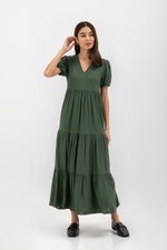 FERNANDA PUFF SLEEVE V NECK TIERED MAXI LINEN DRESS FERNANDA PUFF SLEEVE V NECK TIERED MAXI LINEN DRESS