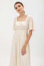 LILY FLUTTER SLEEVE ELASTIC WAISTBAND MIDI DRESS LILY FLUTTER SLEEVE ELASTIC WAISTBAND MIDI DRESS