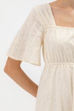 LILY FLUTTER SLEEVE ELASTIC WAISTBAND MIDI DRESS LILY FLUTTER SLEEVE ELASTIC WAISTBAND MIDI DRESS