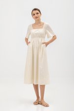 LILY FLUTTER SLEEVE ELASTIC WAISTBAND MIDI DRESS LILY FLUTTER SLEEVE ELASTIC WAISTBAND MIDI DRESS