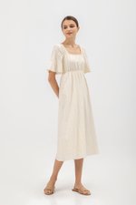 LILY FLUTTER SLEEVE ELASTIC WAISTBAND MIDI DRESS LILY FLUTTER SLEEVE ELASTIC WAISTBAND MIDI DRESS