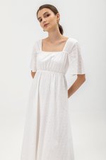 LILY FLUTTER SLEEVE ELASTIC WAISTBAND MIDI DRESS LILY FLUTTER SLEEVE ELASTIC WAISTBAND MIDI DRESS