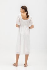 LILY FLUTTER SLEEVE ELASTIC WAISTBAND MIDI DRESS LILY FLUTTER SLEEVE ELASTIC WAISTBAND MIDI DRESS