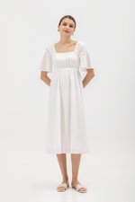 LILY FLUTTER SLEEVE ELASTIC WAISTBAND MIDI DRESS LILY FLUTTER SLEEVE ELASTIC WAISTBAND MIDI DRESS