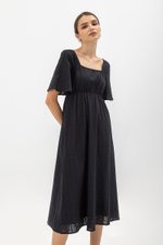 LILY FLUTTER SLEEVE ELASTIC WAISTBAND MIDI DRESS LILY FLUTTER SLEEVE ELASTIC WAISTBAND MIDI DRESS