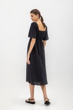 LILY FLUTTER SLEEVE ELASTIC WAISTBAND MIDI DRESS LILY FLUTTER SLEEVE ELASTIC WAISTBAND MIDI DRESS