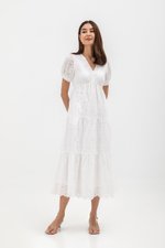 JENSON V NECK TIERED EYELET MAXI DRESS