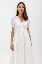 JENSON V NECK TIERED EYELET MAXI DRESS