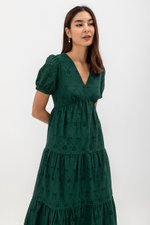 JENSON V NECK TIERED EYELET MAXI DRESS