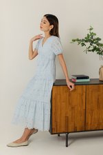 JENSON V NECK TIERED EYELET MAXI DRESS