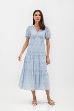 JENSON V NECK TIERED EYELET MAXI DRESS