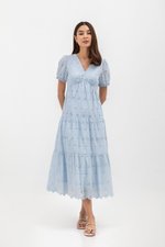 JENSON V NECK TIERED EYELET MAXI DRESS