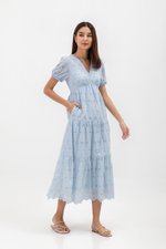 JENSON V NECK TIERED EYELET MAXI DRESS