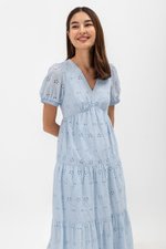 JENSON V NECK TIERED EYELET MAXI DRESS
