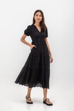 JENSON V NECK TIERED EYELET MAXI DRESS