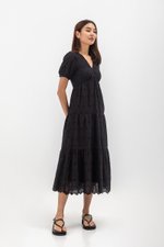 JENSON V NECK TIERED EYELET MAXI DRESS