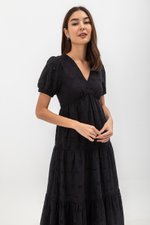 JENSON V NECK TIERED EYELET MAXI DRESS