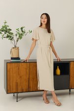 GLORIA FLUTTER SLEEVE MAXI DRESS W SASH