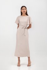 GLORIA FLUTTER SLEEVE MAXI DRESS W SASH