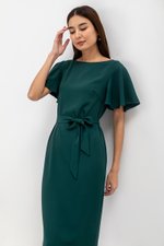 GLORIA FLUTTER SLEEVE MAXI DRESS W SASH