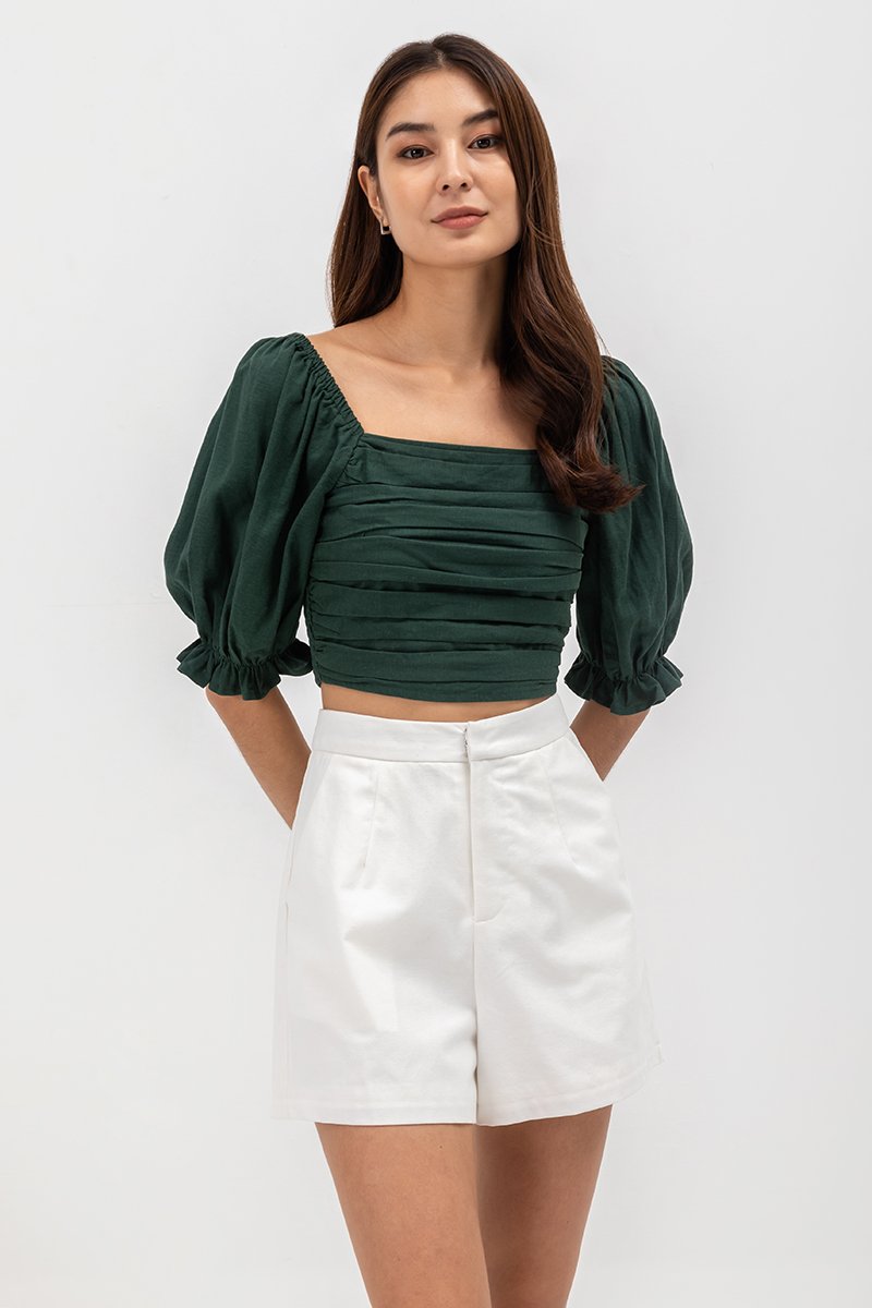 CLOVER LINEN HIGH WAIST SHORTS