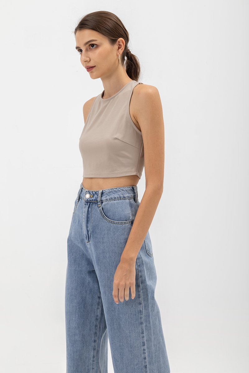 NINA V BACK JERSEY CROP TOP