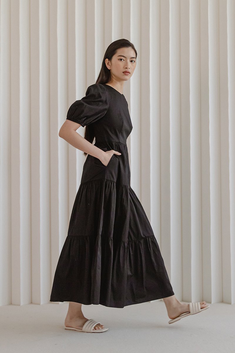 EMERSON TIERED PUFF SLEEVE MAXI DRESS