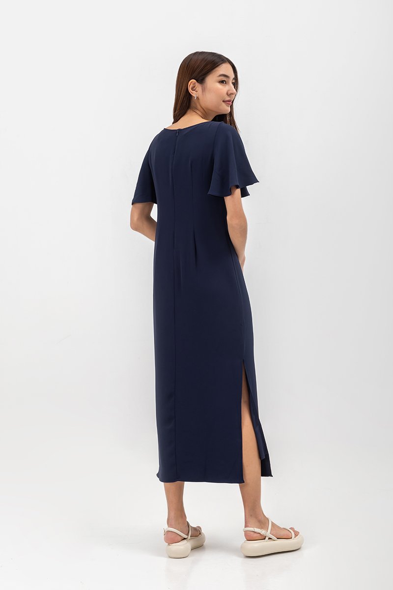 GLORIA FLUTTER SLEEVE MAXI DRESS W SASH
