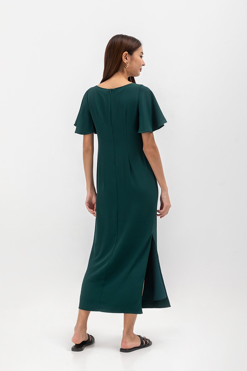 GLORIA FLUTTER SLEEVE MAXI DRESS W SASH